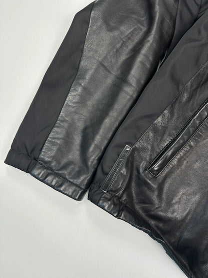 Prada Sport FW2010 Leather & Nylon Black Hooded Jacket