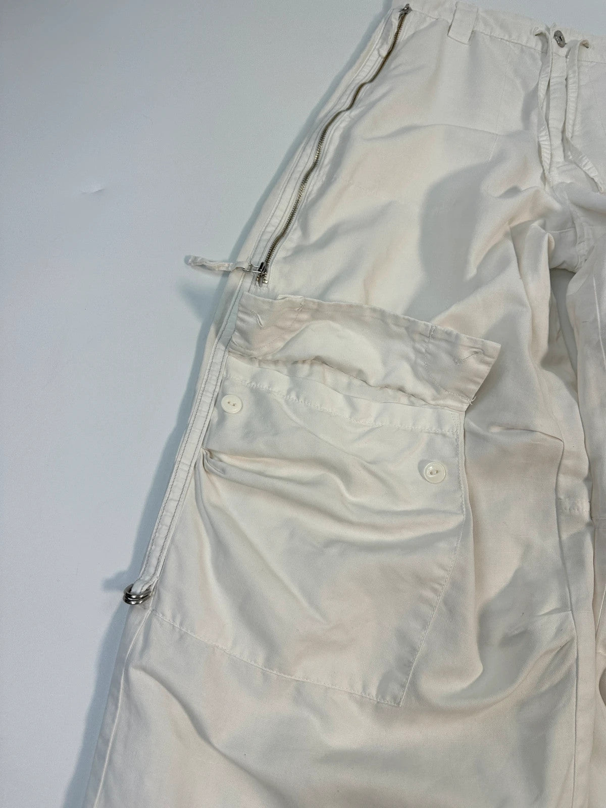 Marithé + François Girbaud White Parachute Cargo Light Pants