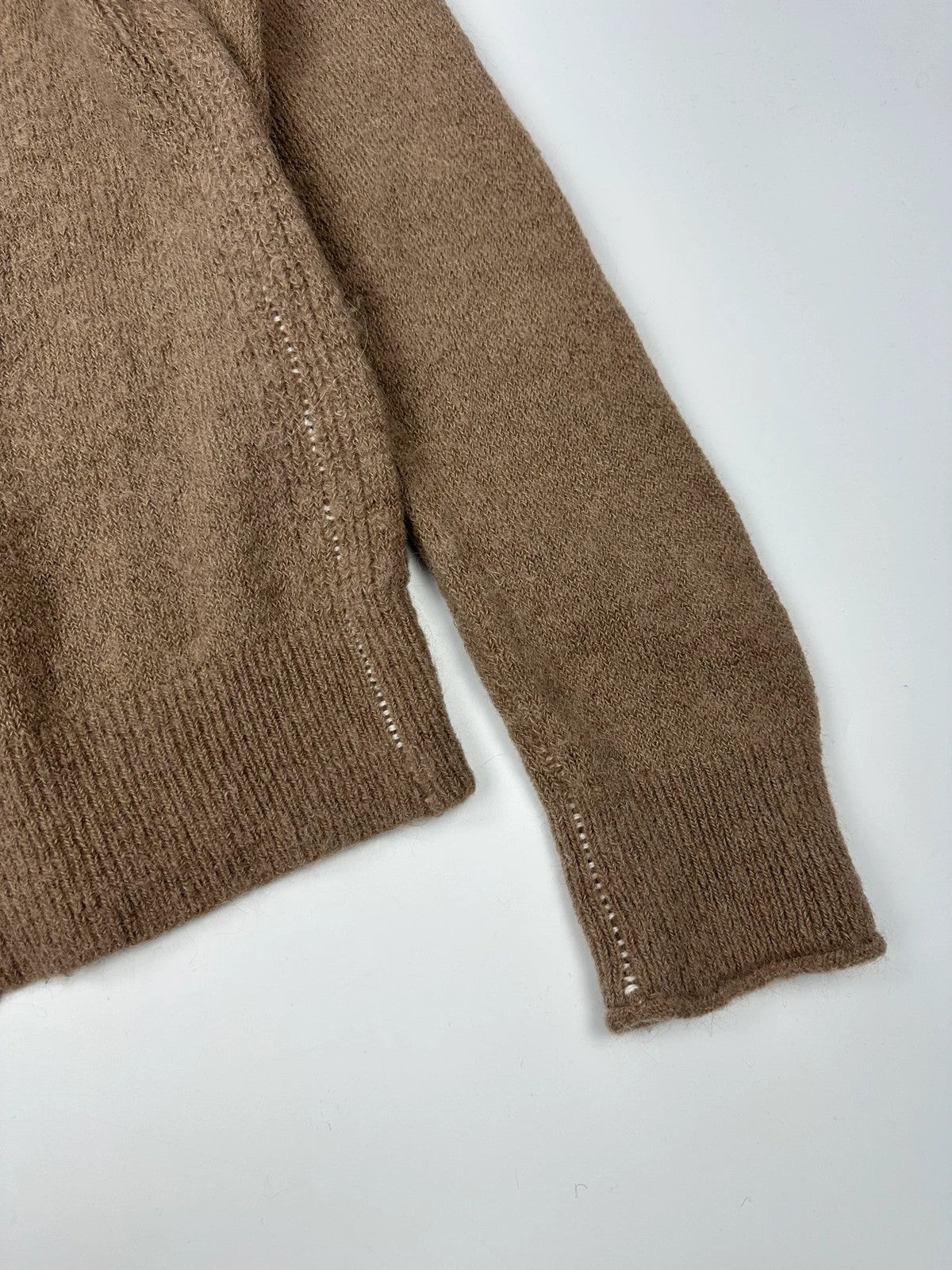 Acne Studio Brown Wool Contrast White Stitches Sweater Knit