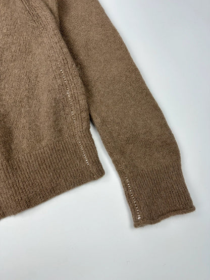 Acne Studio Brown Wool Contrast White Stitches Sweater Knit