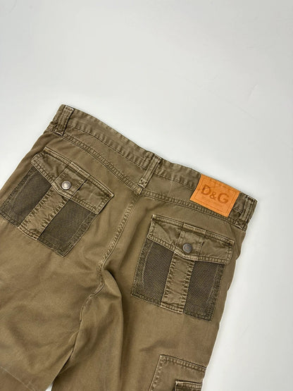 Dolce & Gabbana SS03 Cargo Mesh Khaki Baggy Pants