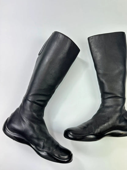 Prada Sport SS1999 High Black Lamb Leather Motor Boots