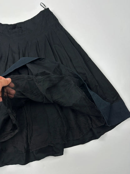 Prada Milano Early 00’s Black Ballon Pleats Mid Length Skirt