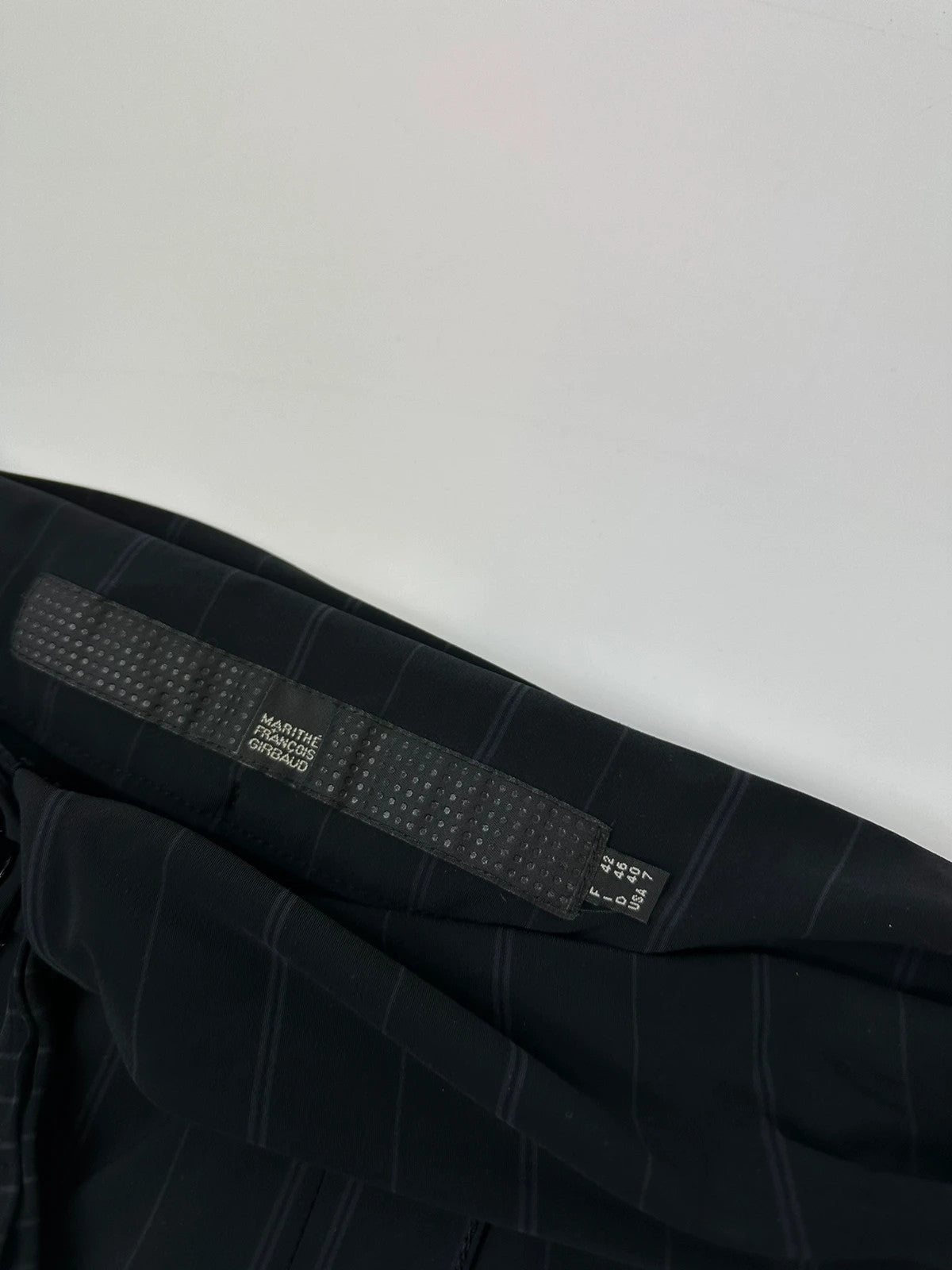 Marithé + Francois Girbaud 00’s Baggy Extra Wide Legs Belted Pants Dark Navy Stripes