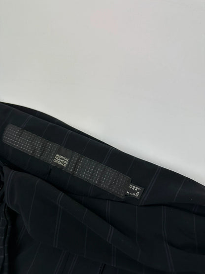 Marithé + Francois Girbaud 00’s Baggy Extra Wide Legs Belted Pants Dark Navy Stripes