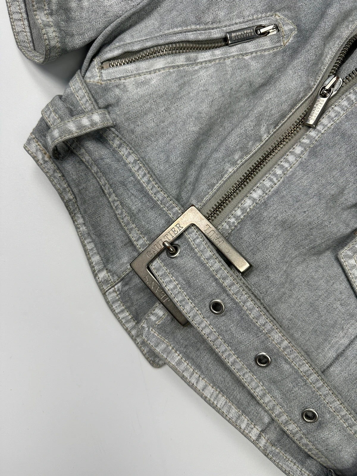 Jean Paul Gautier 00’s Sliver Grey Short Crop Trench Coat Top Jacket