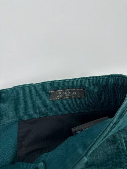 Prada Milano FW2016 Emerald Belt Cotons Crop Pants
