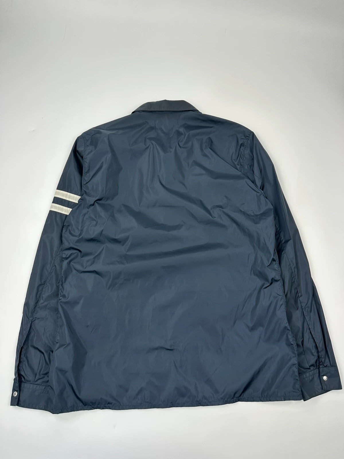 Prada Milano SS2009 Nylon Navy Blue White Stripes Shirt Jacket