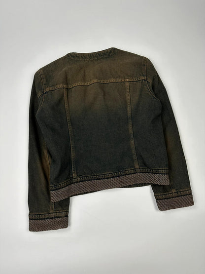 Prada Milano FW2006 Metal Chains Faded Denim Crop Jacket