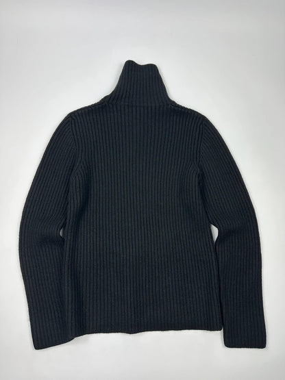 Prada Sport FW2006 Black Ribbed Wool TurtleNeck Knit Sweater