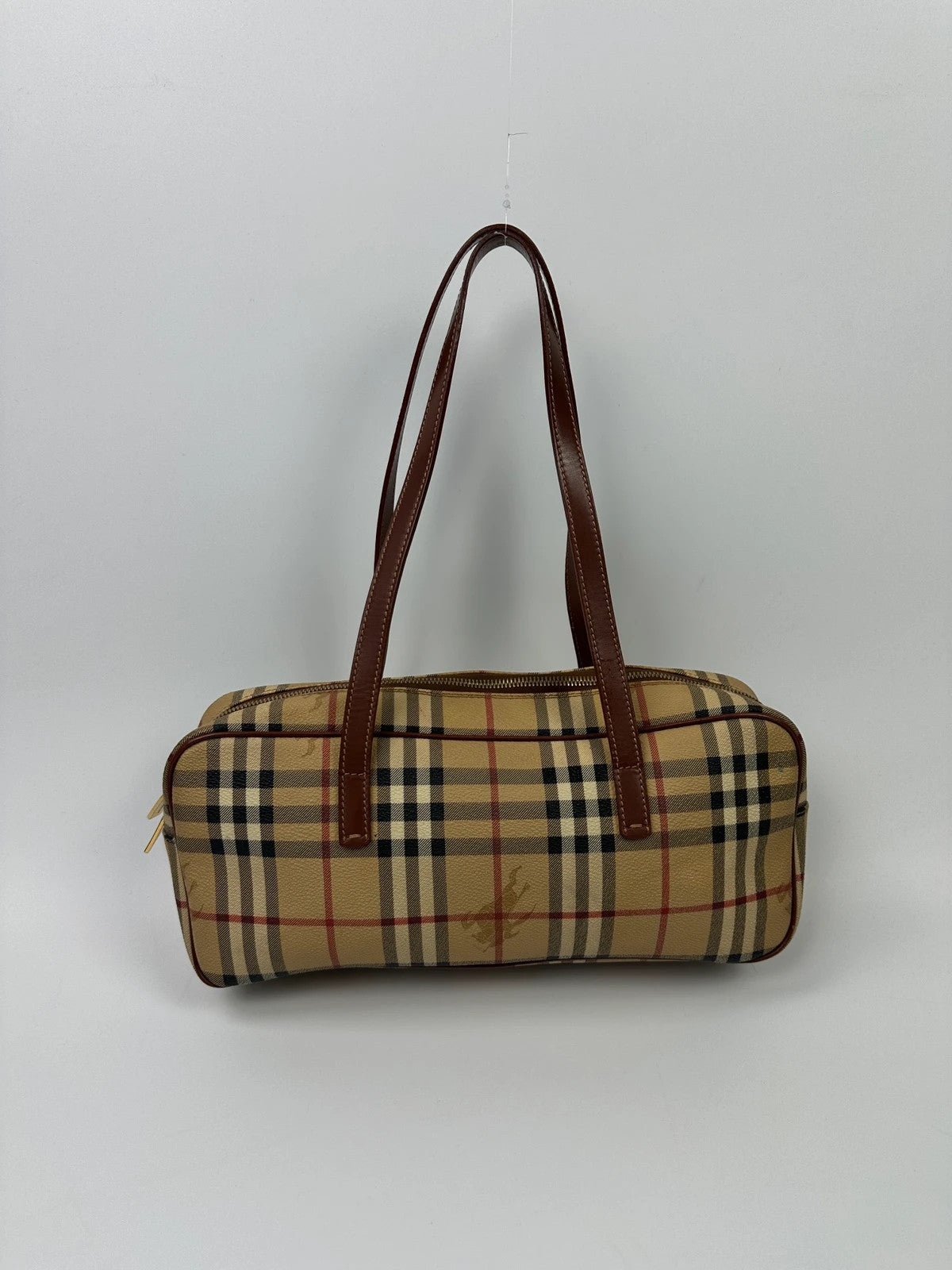 Burberry Beige Tartan Bowling Boston HandBag Shoulder