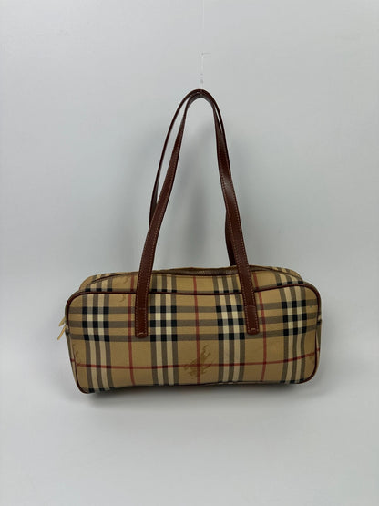 Burberry Beige Tartan Bowling Boston HandBag Shoulder