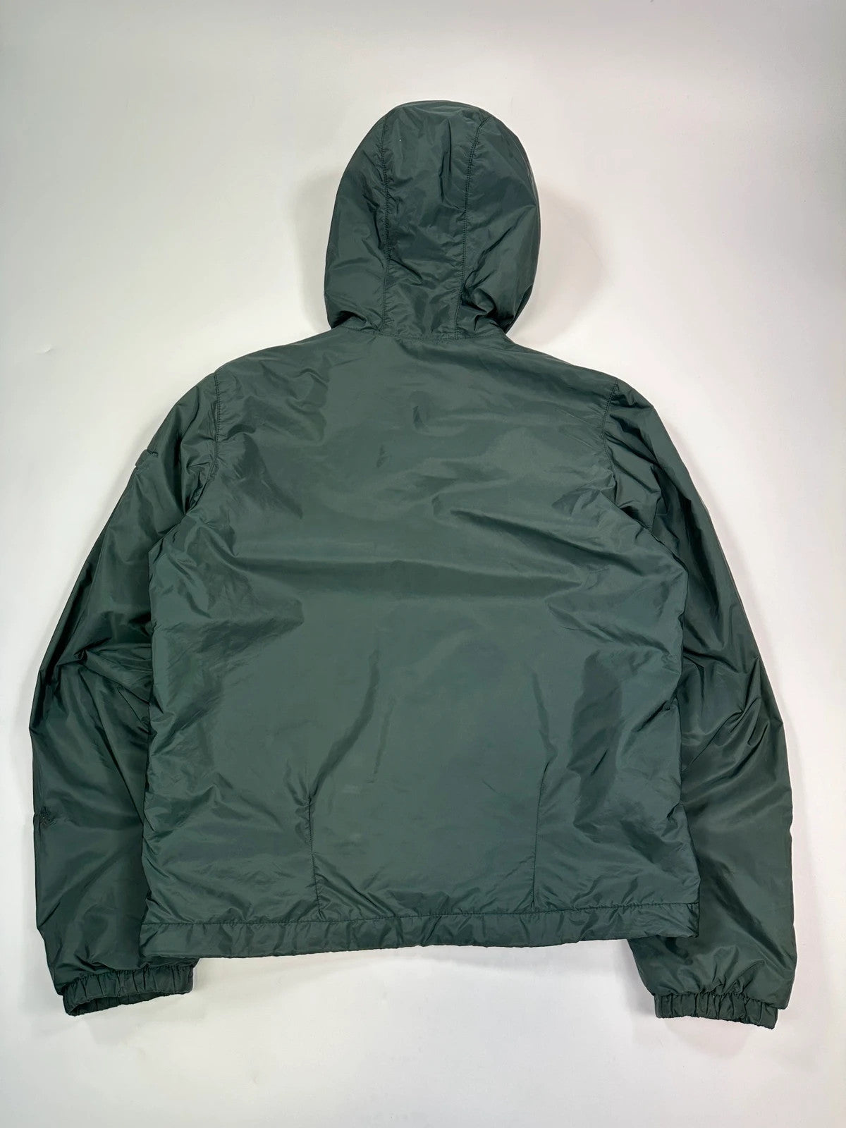 Prada Sport SS2016 Forest Green Triangle Nylon Padded Hooded Windbreaker Jacket