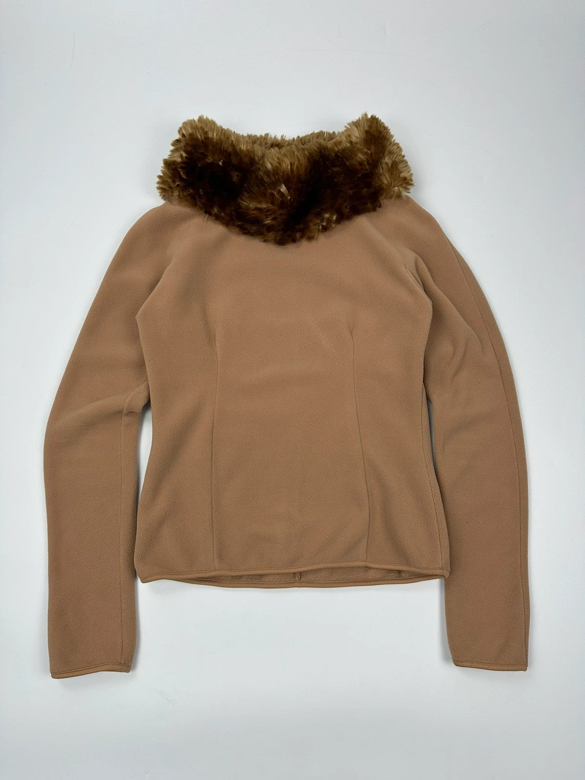 Prada Sport 00’s Beige Fleece & Fur Neck Sweater