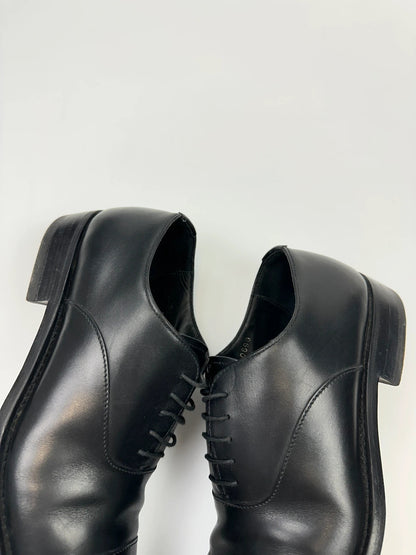 Prada Milano 90’s Black Patent Leather Derby Dress Shoes