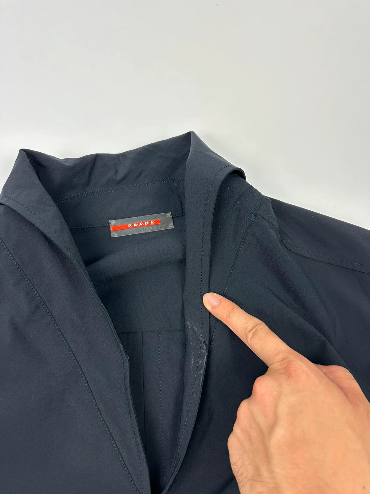 Prada Sport SS2000 V Neck Light Nylon Navy Blue Top Shirt