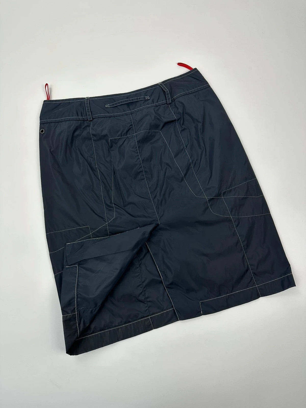 Prada Sport SS2003 Navy Blue Tech Nylon Skirt Contrast Stitches