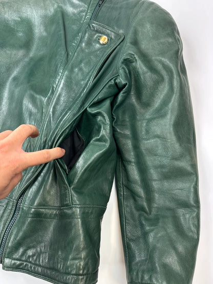 Gianni Versace FW1983-4 Forest Green Leather Shoulder Pad Jacket