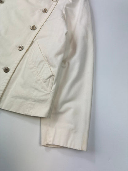 Agnès B 80’s White Cotton Double Breast Crop Officer Jacket