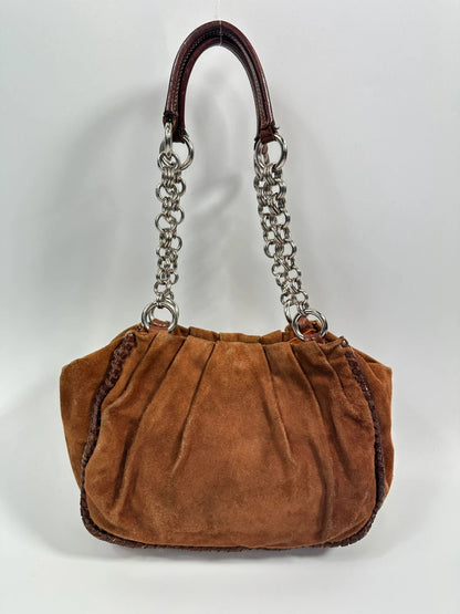 Prada Milano Brown Orange Metal Chains Straps Handbag