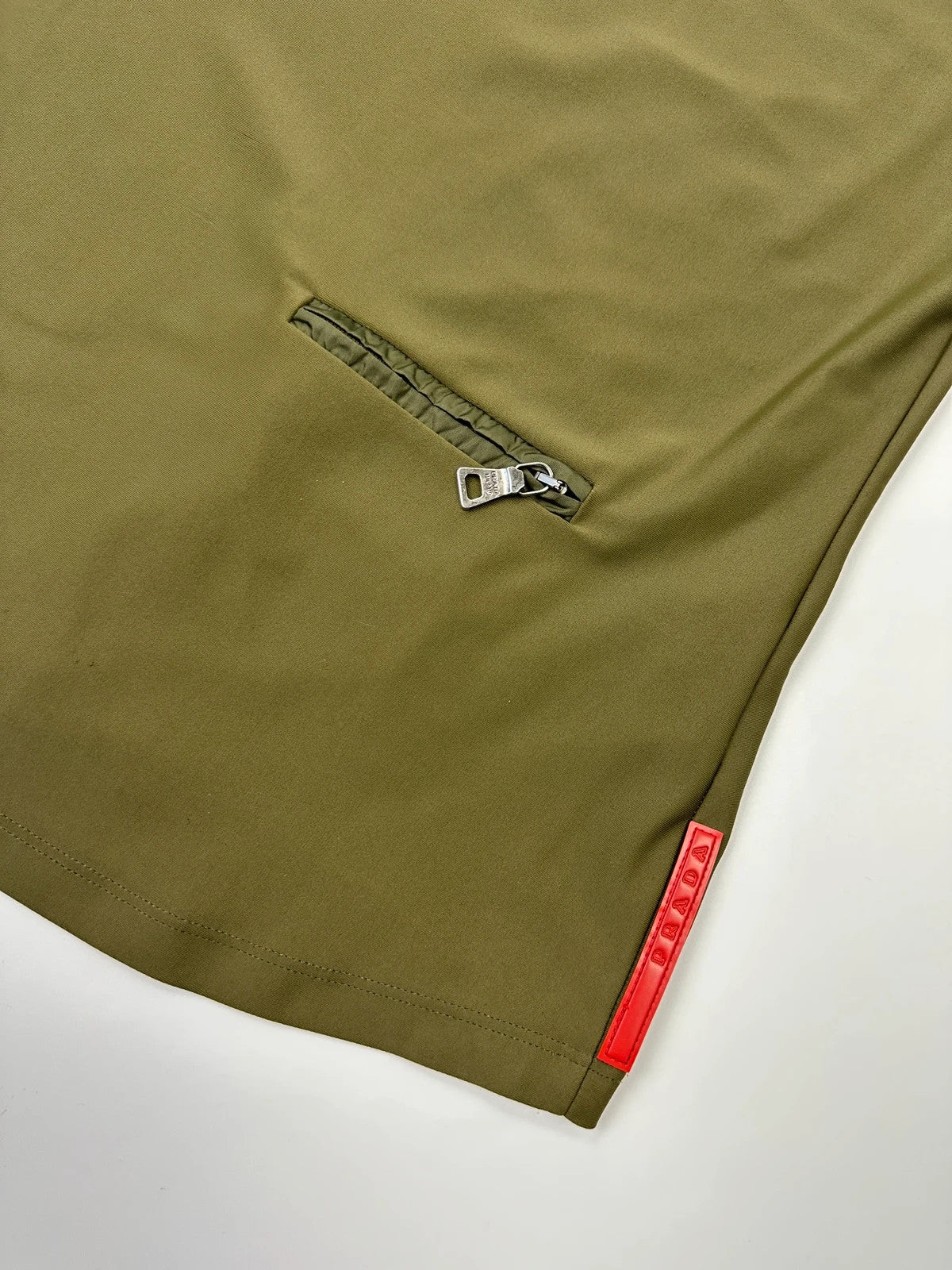 Prada Sport SS2006 Khaki Green Sporty Fitted Tee Nylon & Silk
