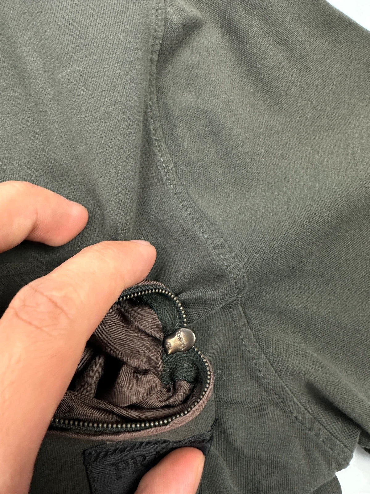 Prada Milano Zip Chest Pocket Khaki Tee
