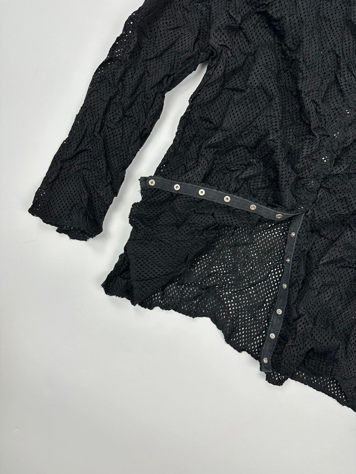 Marithé + Francois Girbaud 00’s Black Crinkle Mesh Top Longsleeves