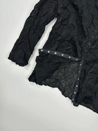 Marithé + Francois Girbaud 00’s Black Crinkle Mesh Top Longsleeves