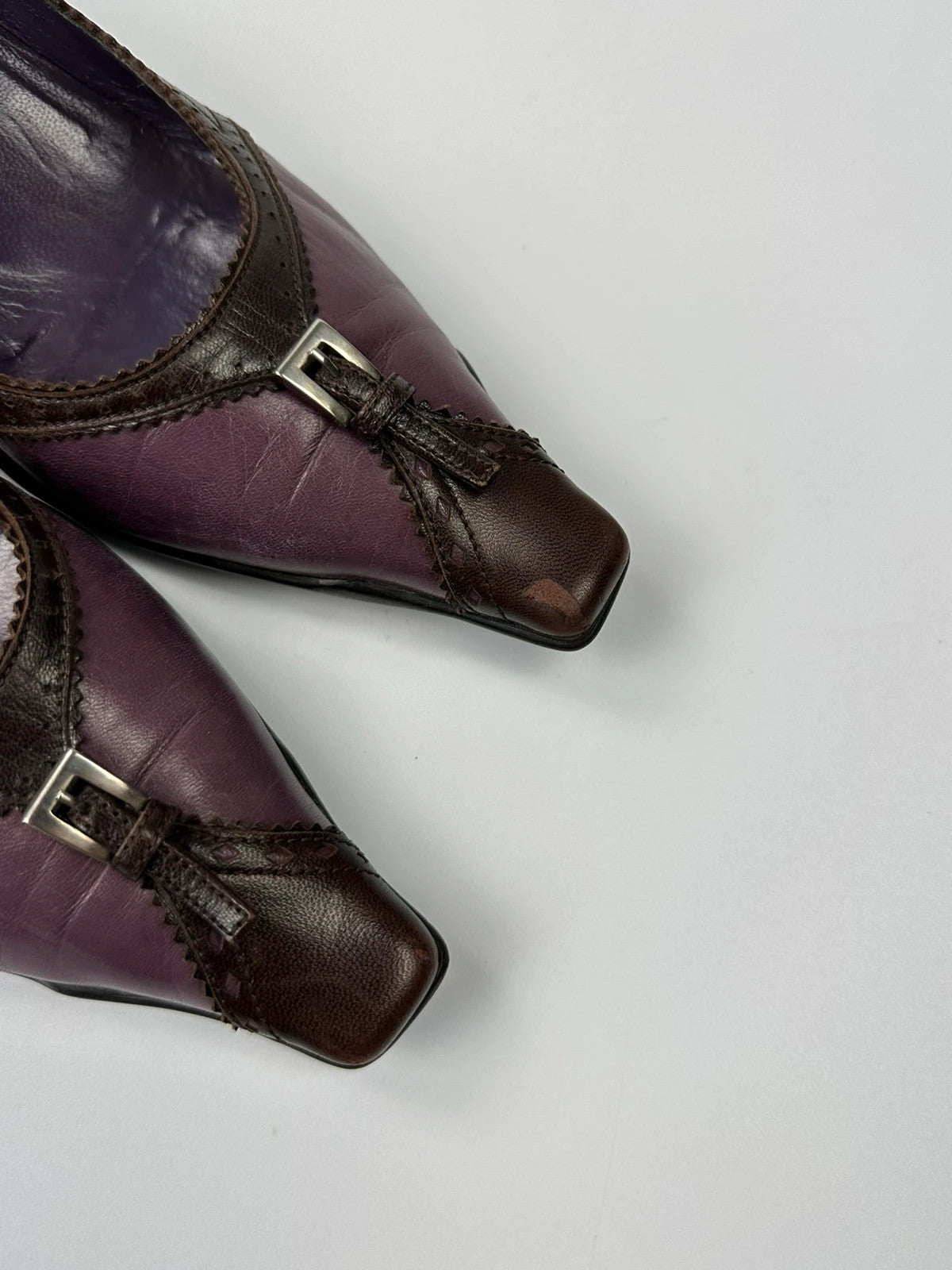 Prada Milano SS2000 Purple Brown Leather Heels Pumps