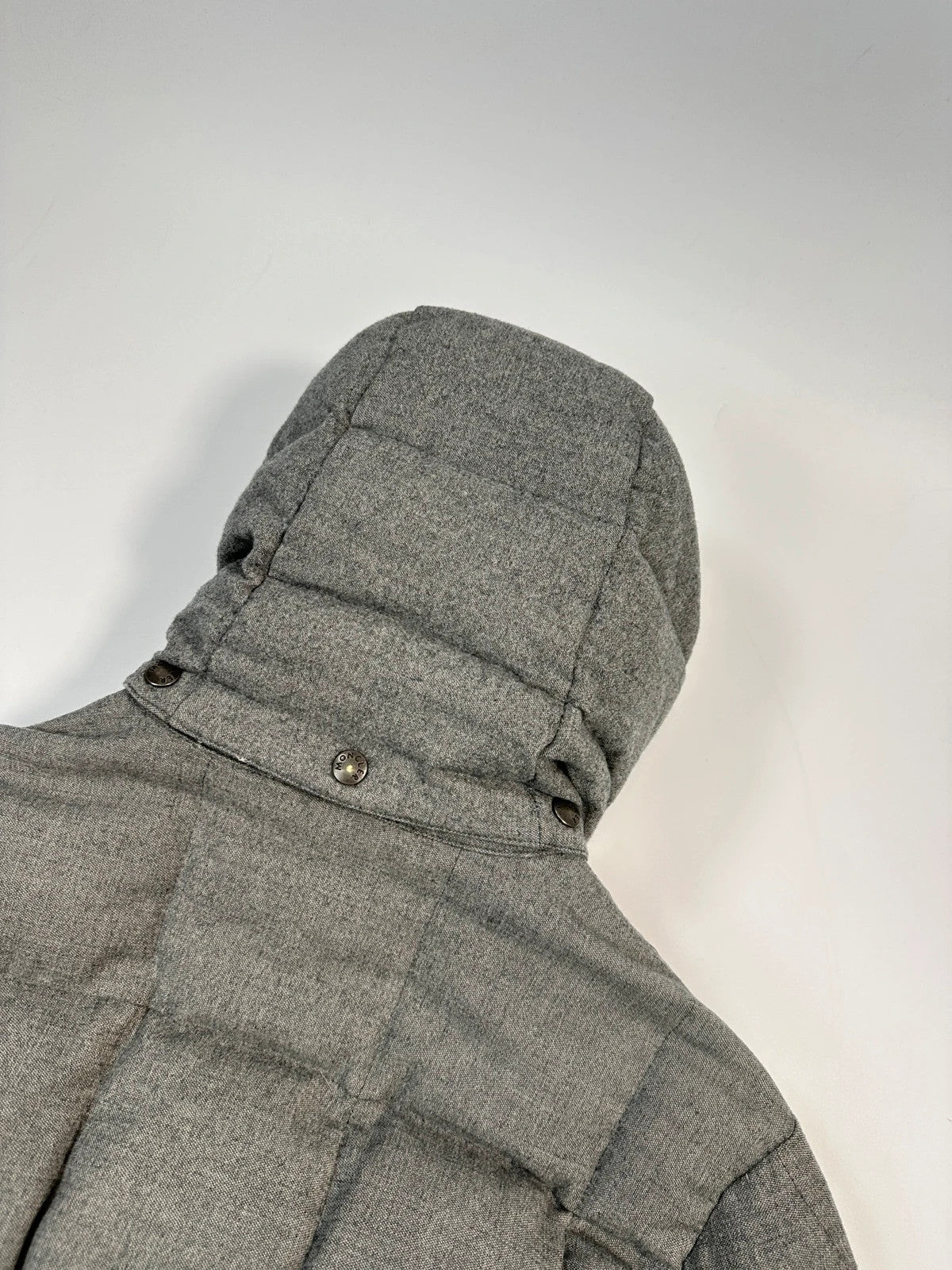 Moncler FW2005 Grey Wool Maya Hooded Down Puffer Jacket