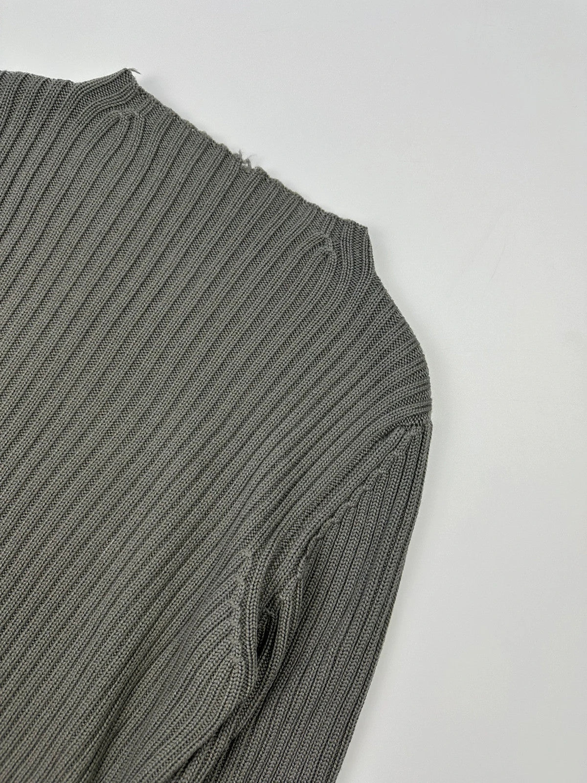 Prada Sport 00’s Khaki Ribbed Wool High Neck Sweater Knit
