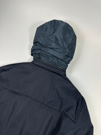 Prada Milano FW2019 Navy Blue Nylon Padded Hooded Jacket