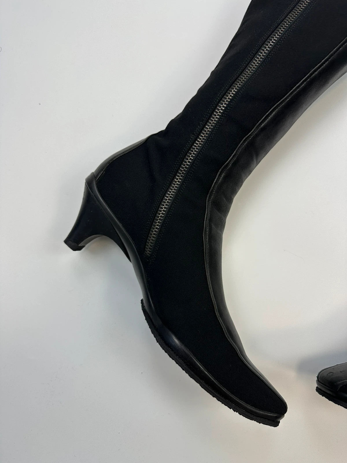 Prada Milano 00’s High Neoprenne Leather Heels Black Boots