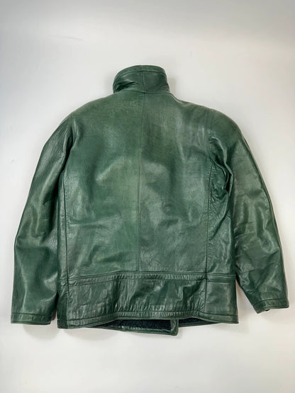 Gianni Versace FW1983-4 Forest Green Leather Shoulder Pad Jacket