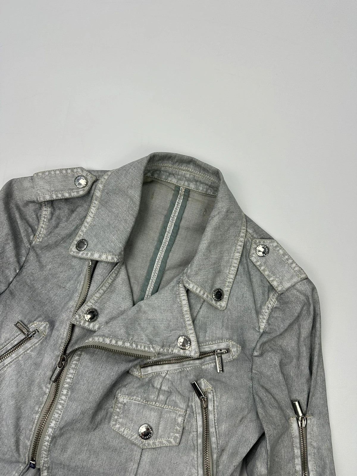 Jean Paul Gautier 00’s Sliver Grey Short Crop Trench Coat Top Jacket