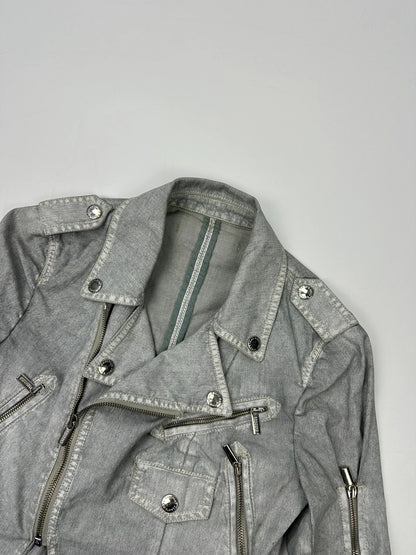 Jean Paul Gautier 00’s Sliver Grey Short Crop Trench Coat Top Jacket