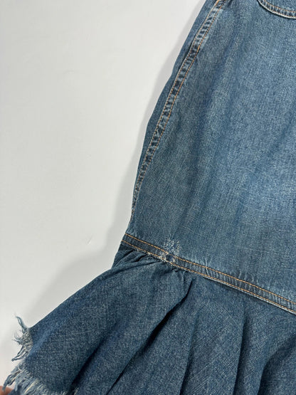 Pleins Sud 90’s Asymetrical Mid Length Fluffy Light Denim Skirt