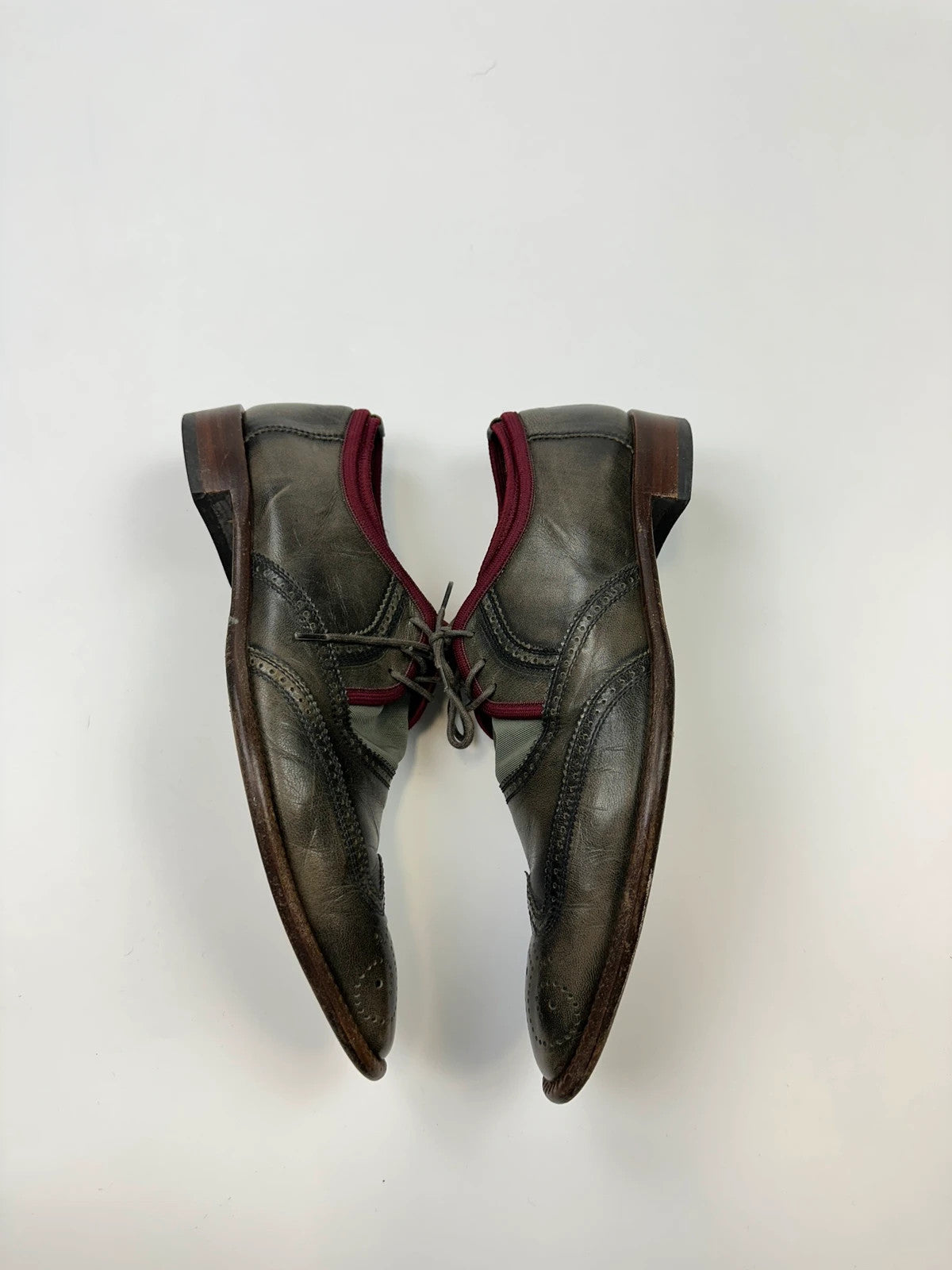 Miu Miu Early 90’s Khaki Two Tone Leather & Mesh Derby Dress Shoes