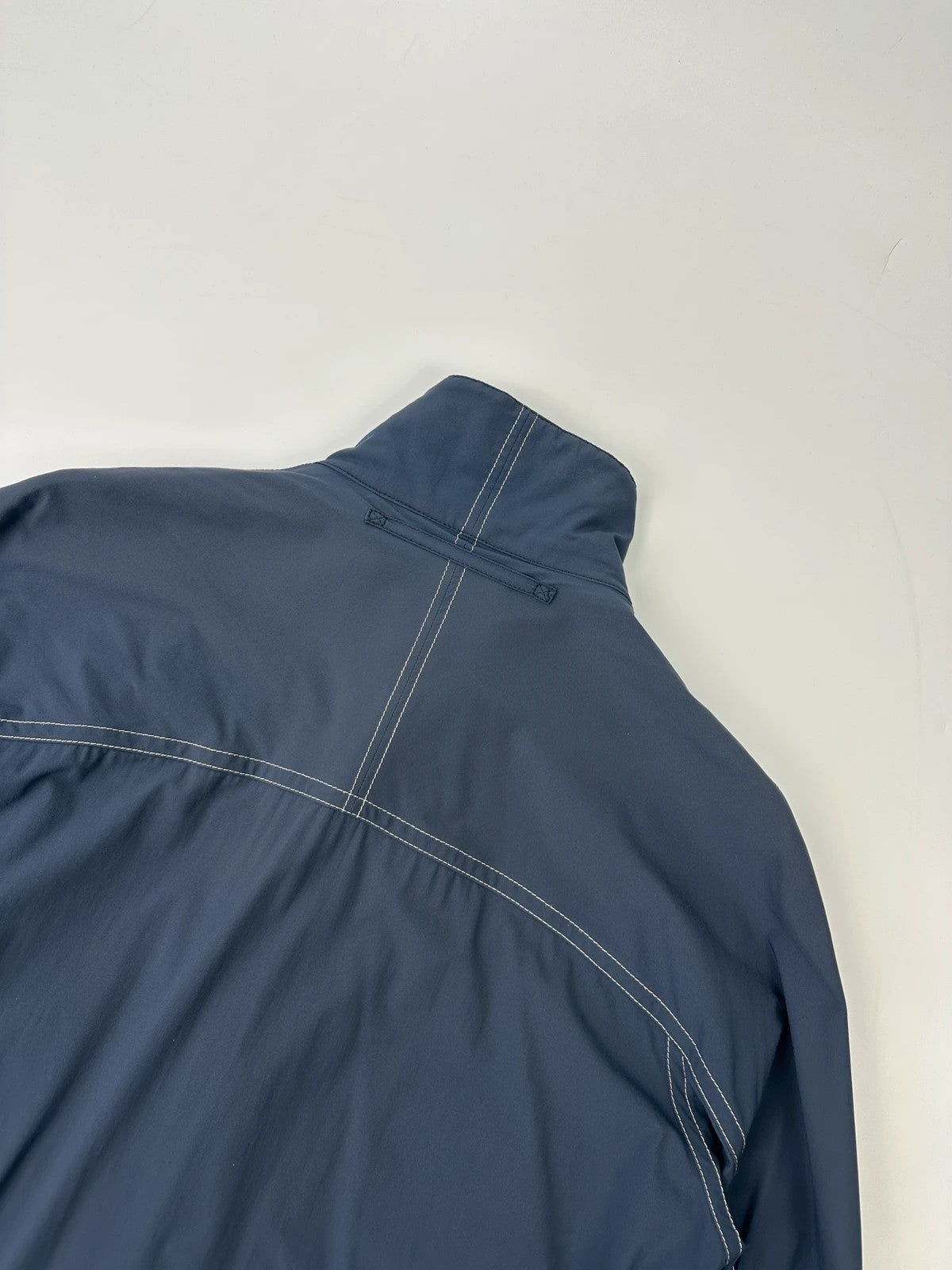 Prada Sport SS2002 Blue Track White Contrast Stich Light Packable Bag Jacket