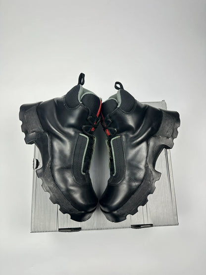 Prada Sport FW1999 Astro Boots Black Leather Hiking Chunky Vibram Sole