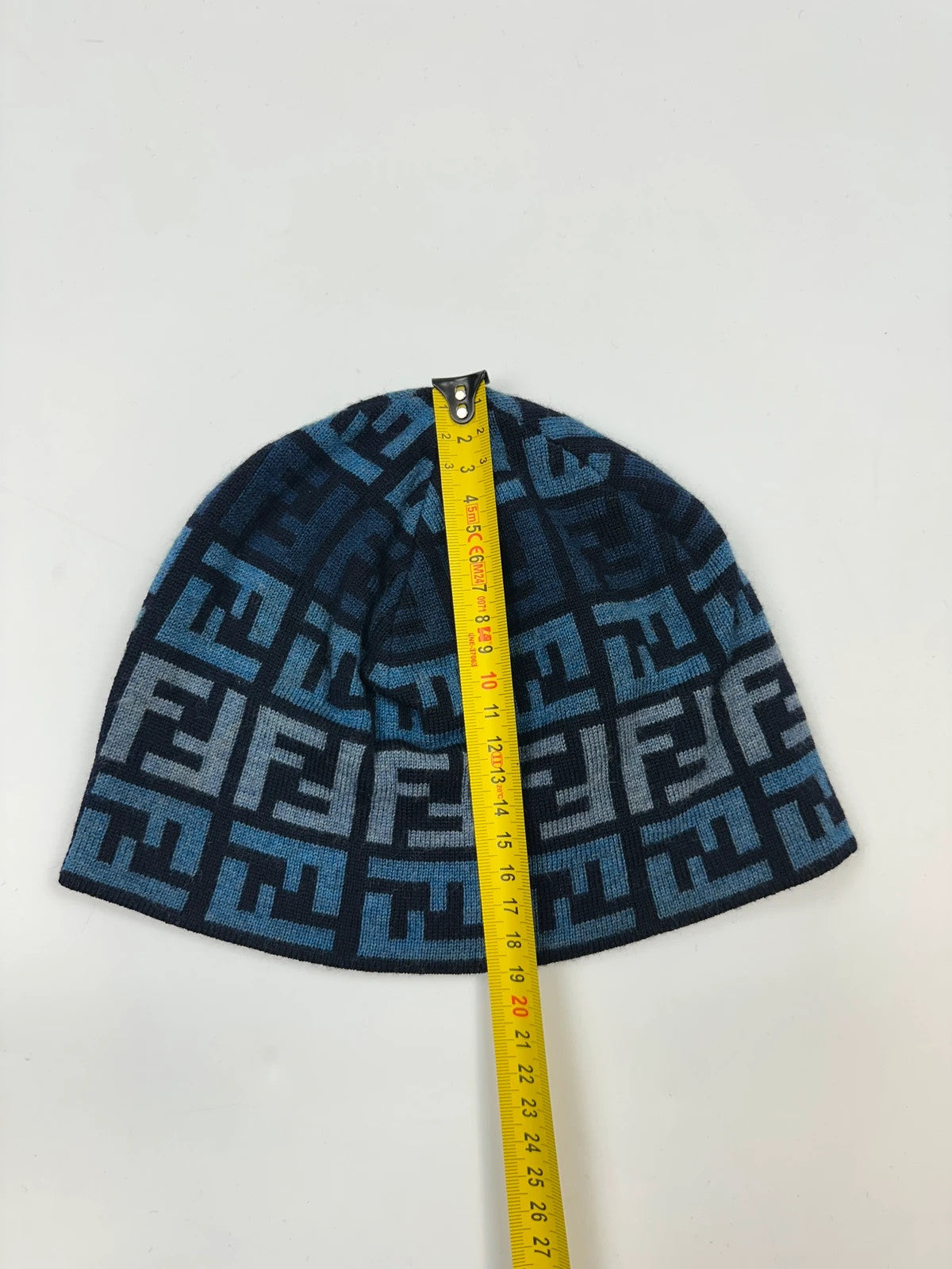 Fendi Blue Multi Zucca FF Monogram Wool Beanie