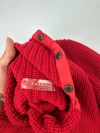 Prada Sport 00’s Red Wool High Turtle Neck Knit Sweater