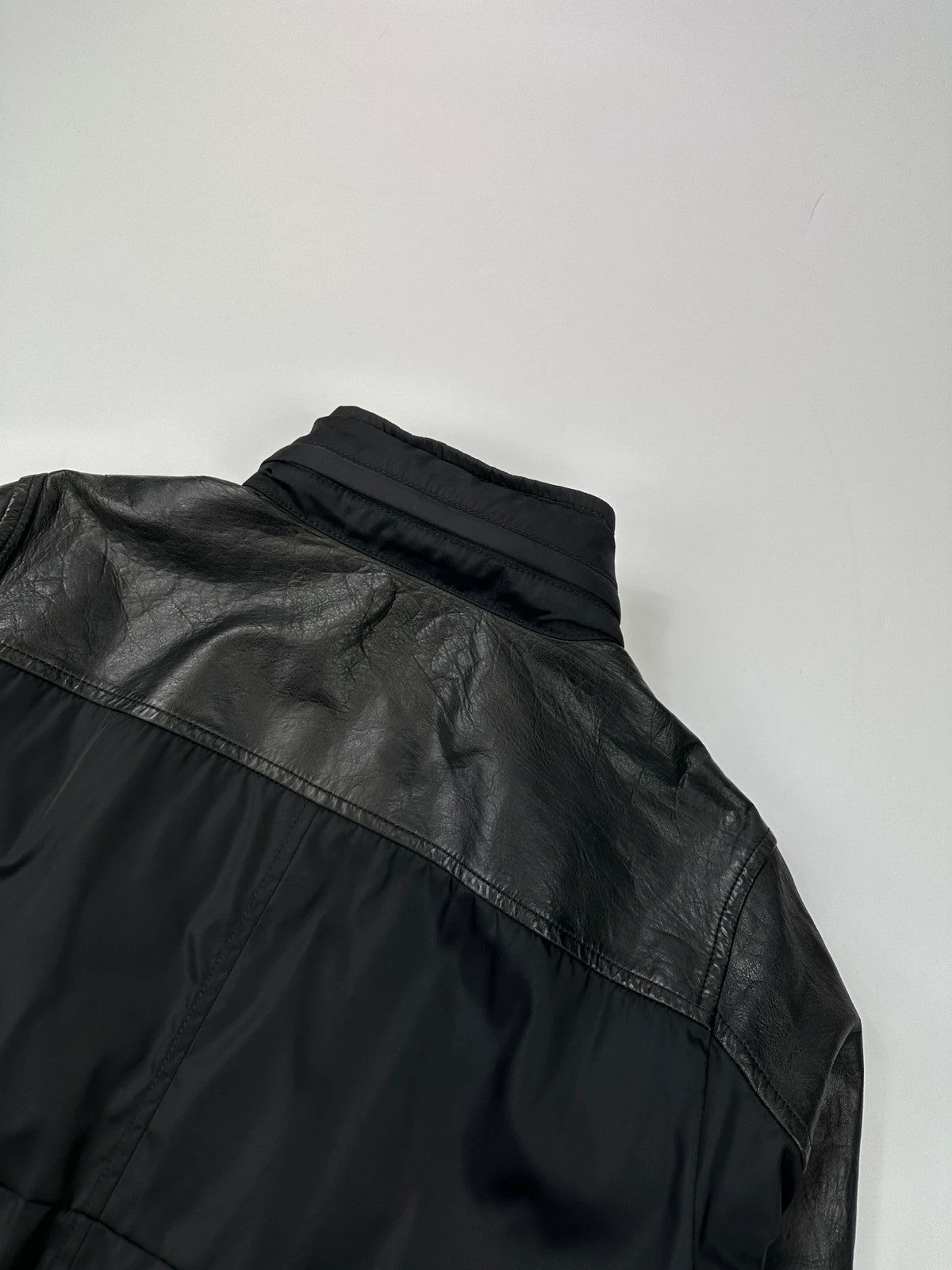 Prada Milano FW2009 Black Leather & Nylon Padded Bomber Jacket
