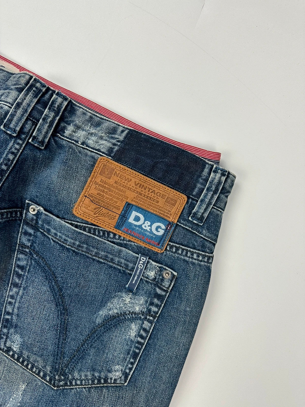 Dolce & Gabbana 00’s Double Waist Destroy Baggy Denim Pants