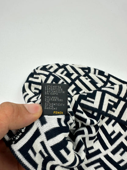 Fendi Double F Zucca Monogram Black & White Beanie