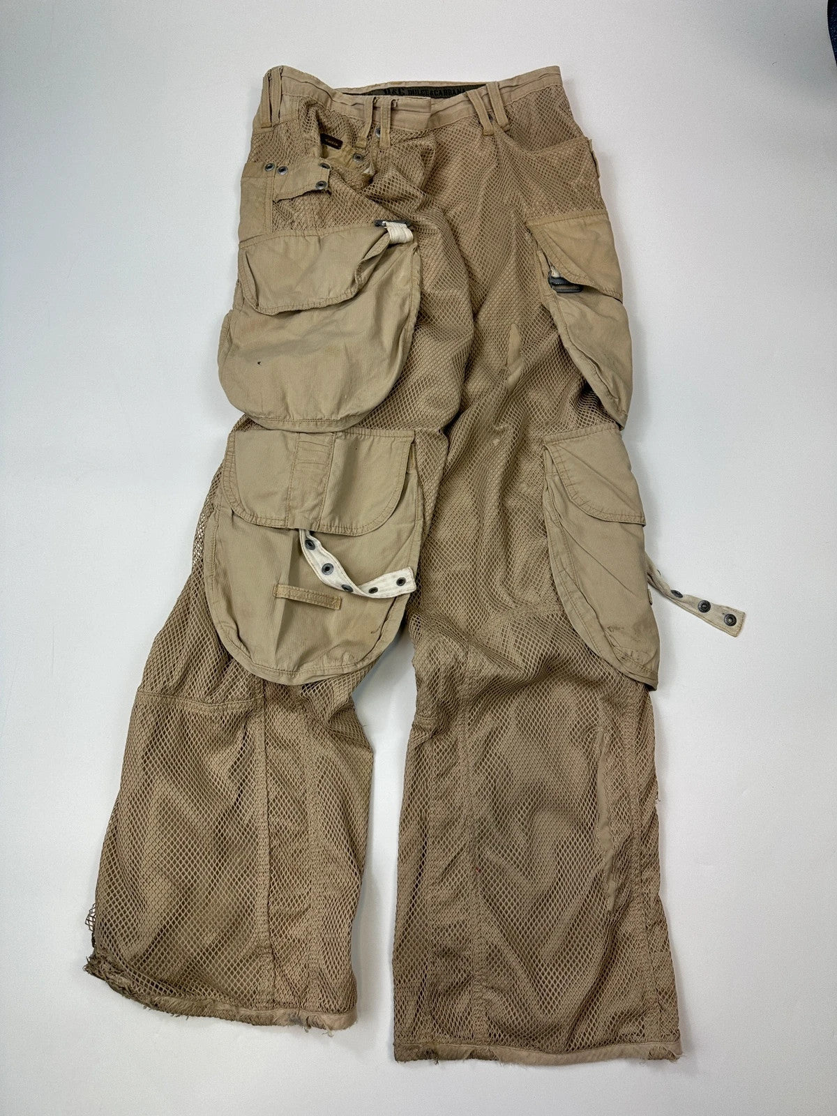Dolce & Gabbana SS2003 Beige Mesh Layer Cargo Pants