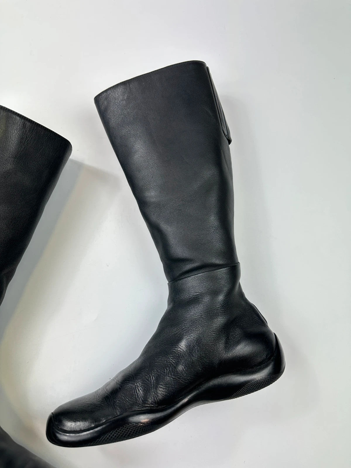 Prada Sport SS1999 High Black Lamb Leather Motor Boots