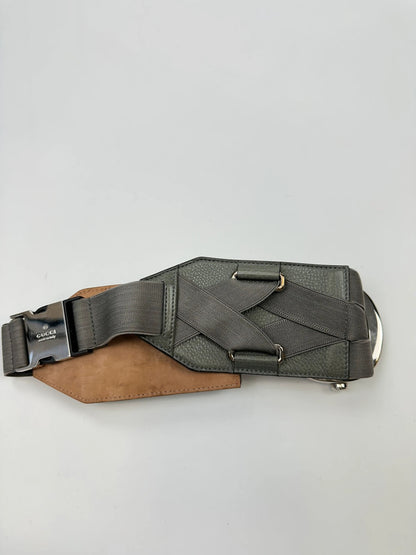 Gucci Rare HorseBit Grey Leather Belt