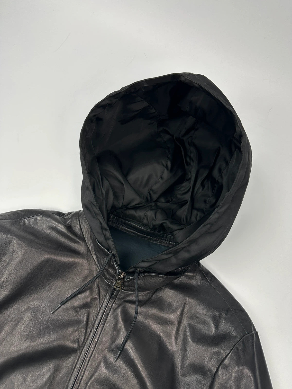 Prada Sport FW2010 Leather & Nylon Black Hooded Jacket