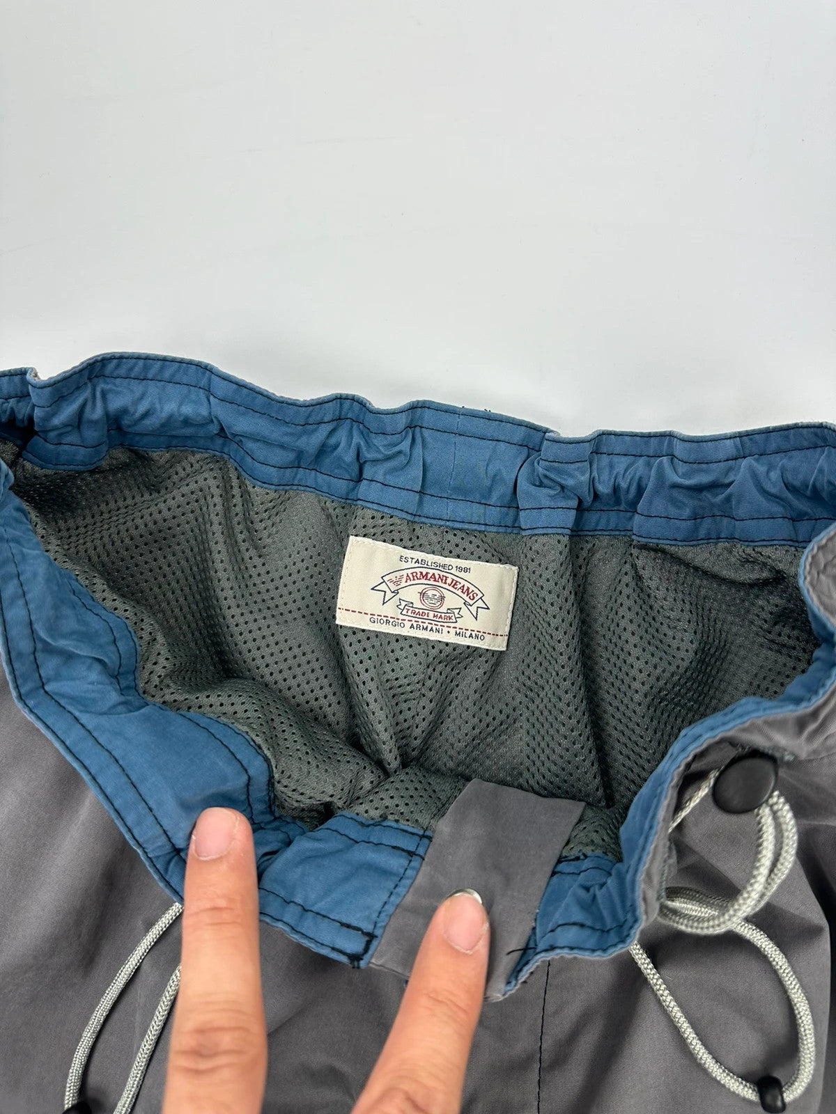 Armani Jeans 90’s Double Knee Grey Parachute Pants